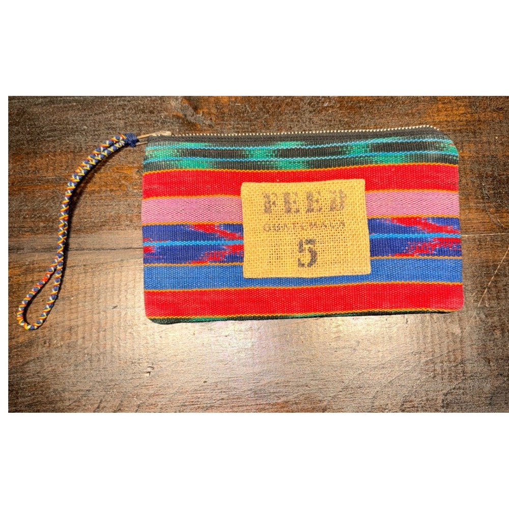 FEED Nest Artisans Guatemala Woven Striped‎ Pouch Travel Bag Multicolor Zipper